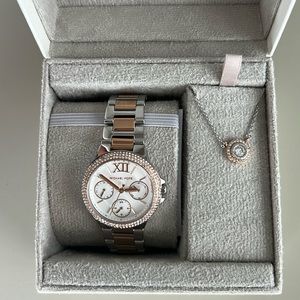 Michael Kors Camille watch and necklace set with crystals - MK1054
